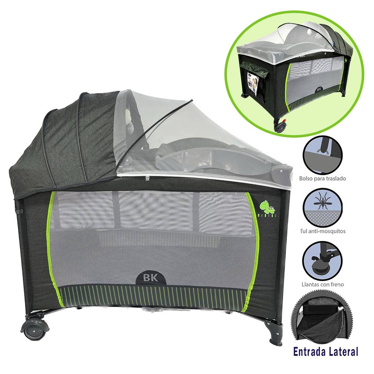 BABY KITS - Cuna Corral para Bebé Baby Kits Roma Gris