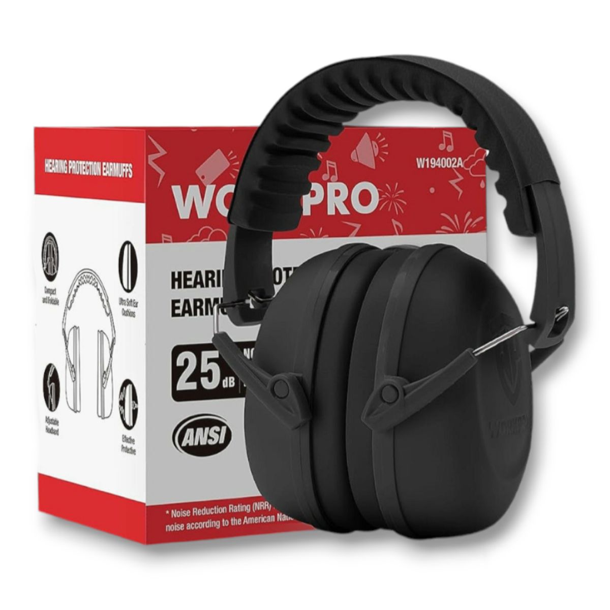 GENERICO - Audífonos Antiruido Niños 3-15 años  Orejeras Reducción de Ruido NEGRO - WORKPRO