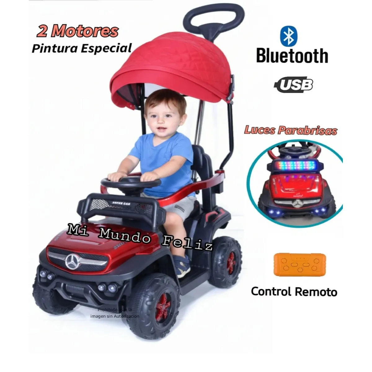GENERICO - Carrito para Niños Musical con Guiador Merce  Control Red