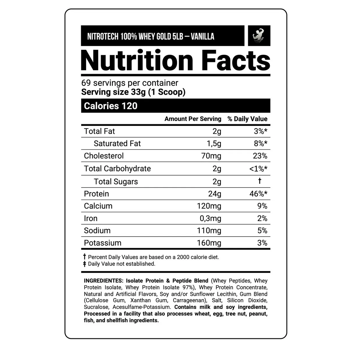 MUSCLETECH - Proteína Nitrotech Whey Gold 5 Lb - French Vanilla Creme