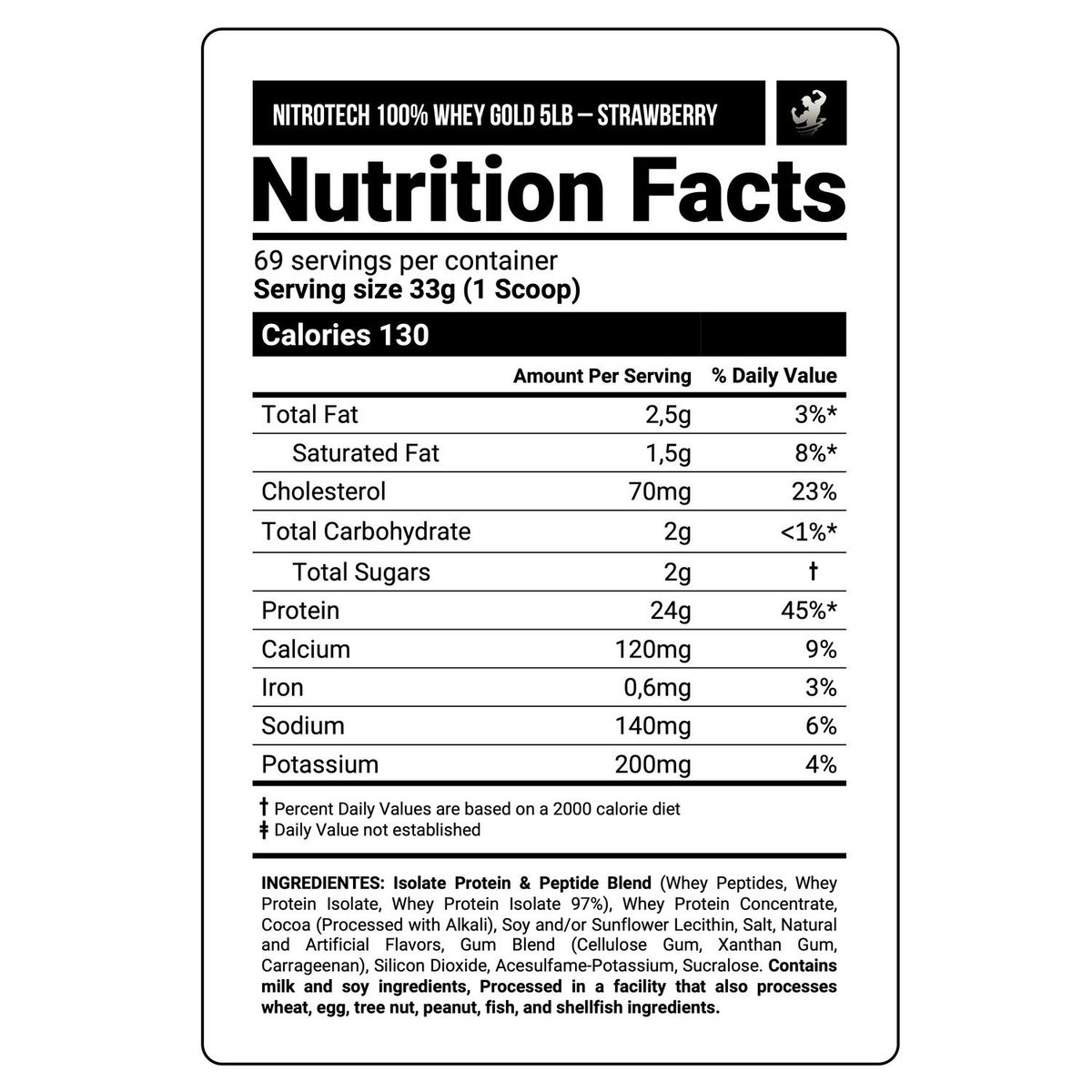 MUSCLETECH - Proteína Nitrotech Whey Gold 5 Lb - Strawberry Shortcake