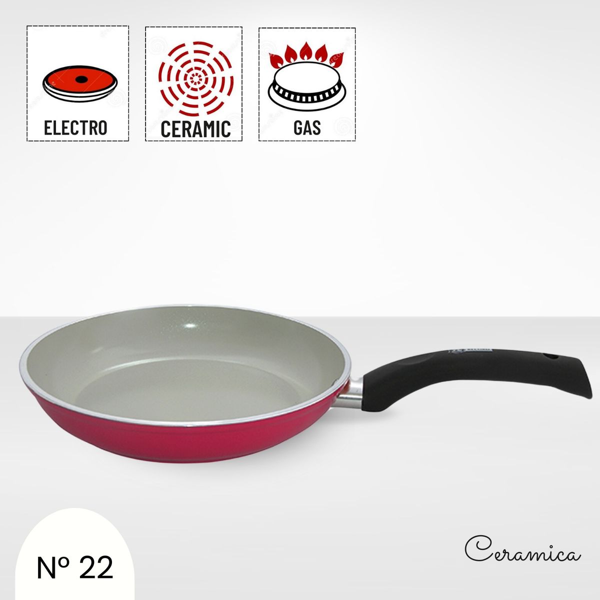 RECORD - Sartén Antiadherente Cerámica Rojo 22 cm Record