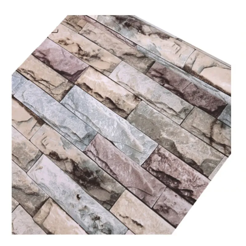 GENERICO - PAPEL TAPIZ LADRILLO MARRON-ACERO  3D ADHESIVA SET X10UNIDADES