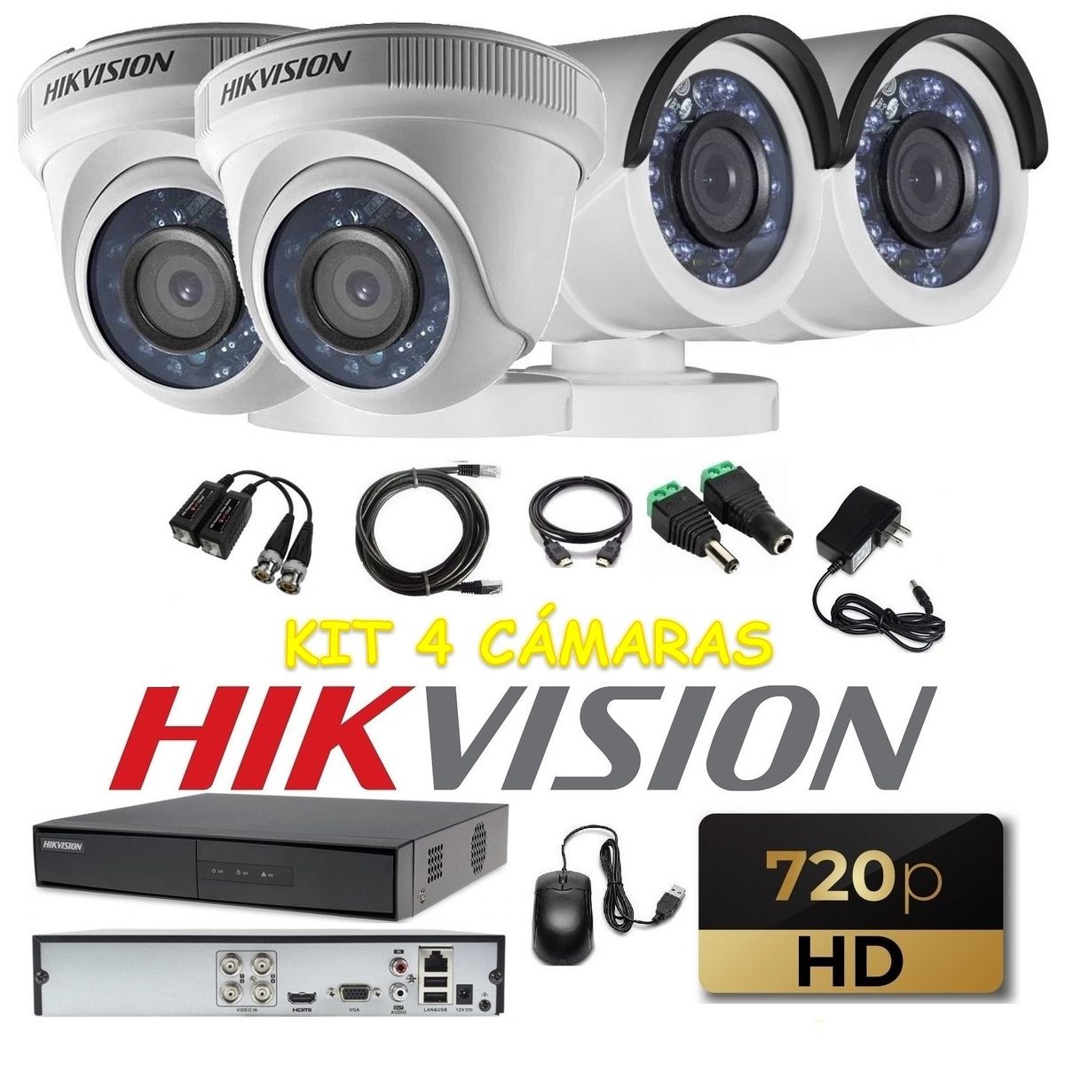 HIKVISION - kit 4 Cámaras Seguridad HD Hikvision