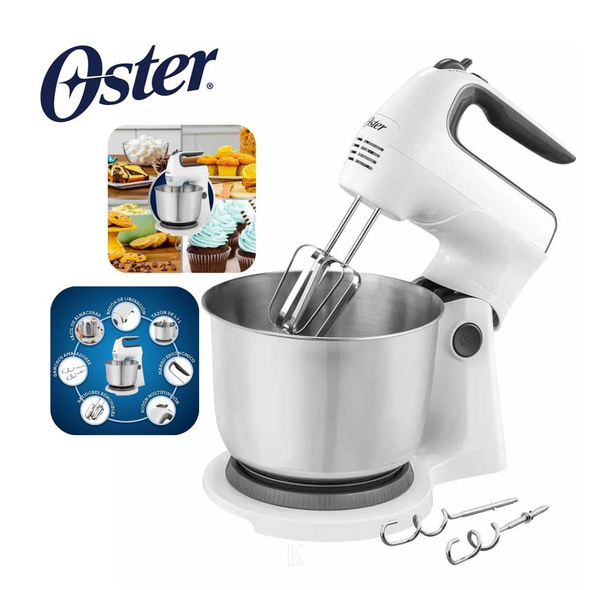 OSTER - Batidora de Mano y Pedestal 3.7 Lts Oster