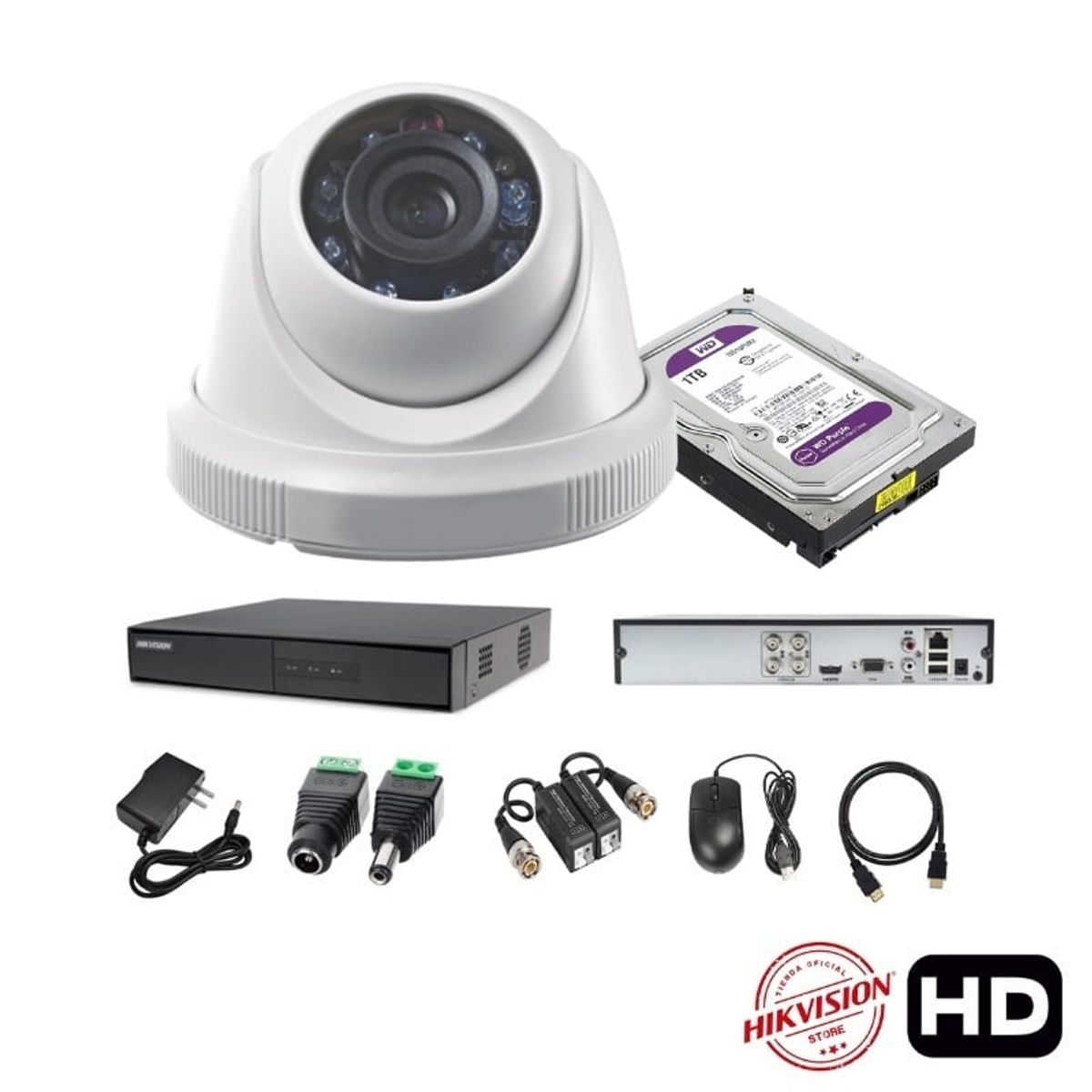 HIKVISION - kit 1 Cámaras Seguridad Domo Interior HD Hikvision + 1TB