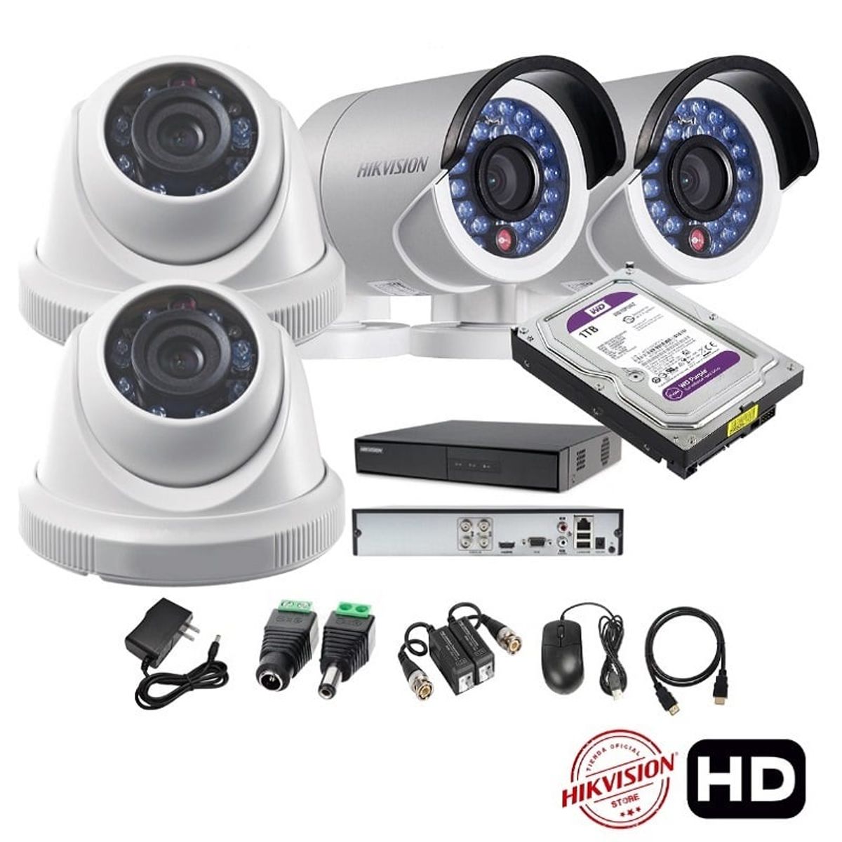 HIKVISION - kit 4 Cámaras Seguridad HD Hikvision 1TB