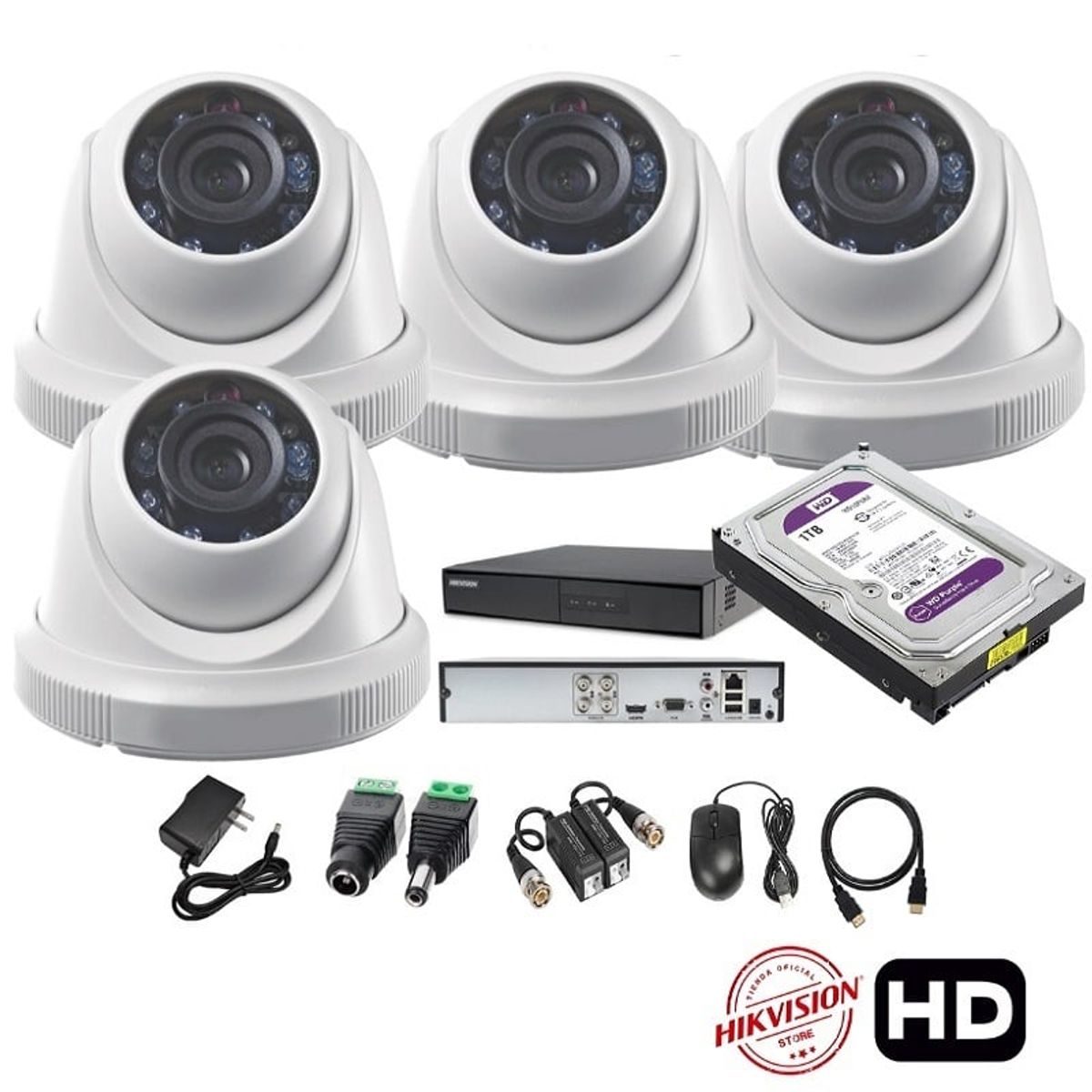 HIKVISION - kit 4 Cámaras Seguridad Domo HD Hikvision 1TB