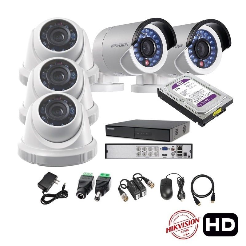 HIKVISION - kit 5 Cámaras Seguridad HD Hikvision 1tb