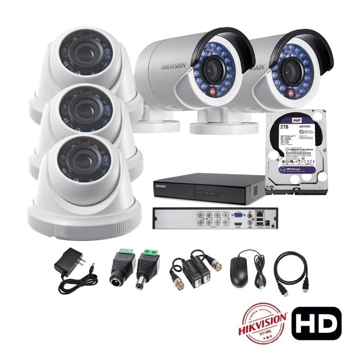HIKVISION - kit 5 Cámaras Seguridad HD Hikvision 2tb