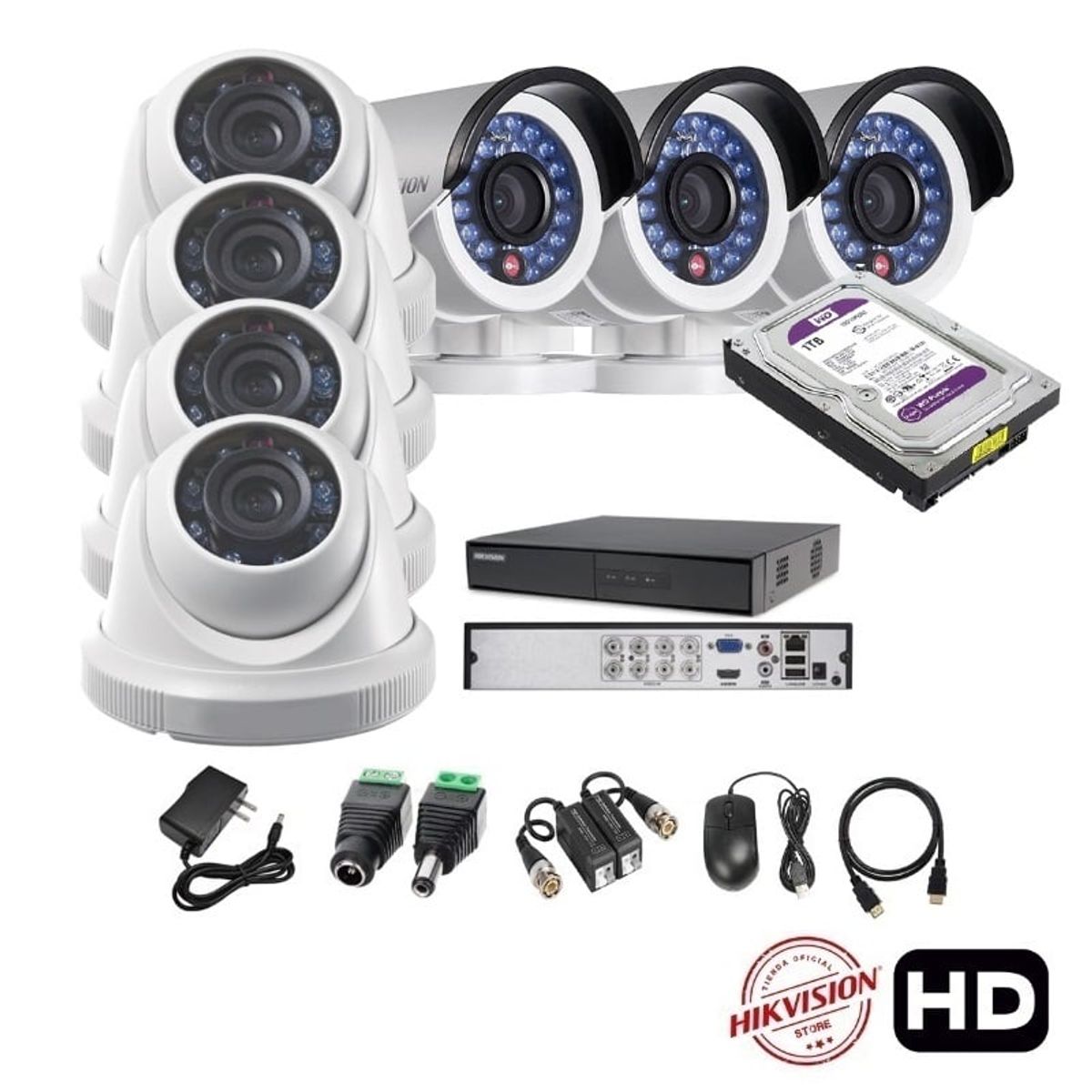 HIKVISION - kit 7 Cámaras Seguridad HD Hikvision 1tb