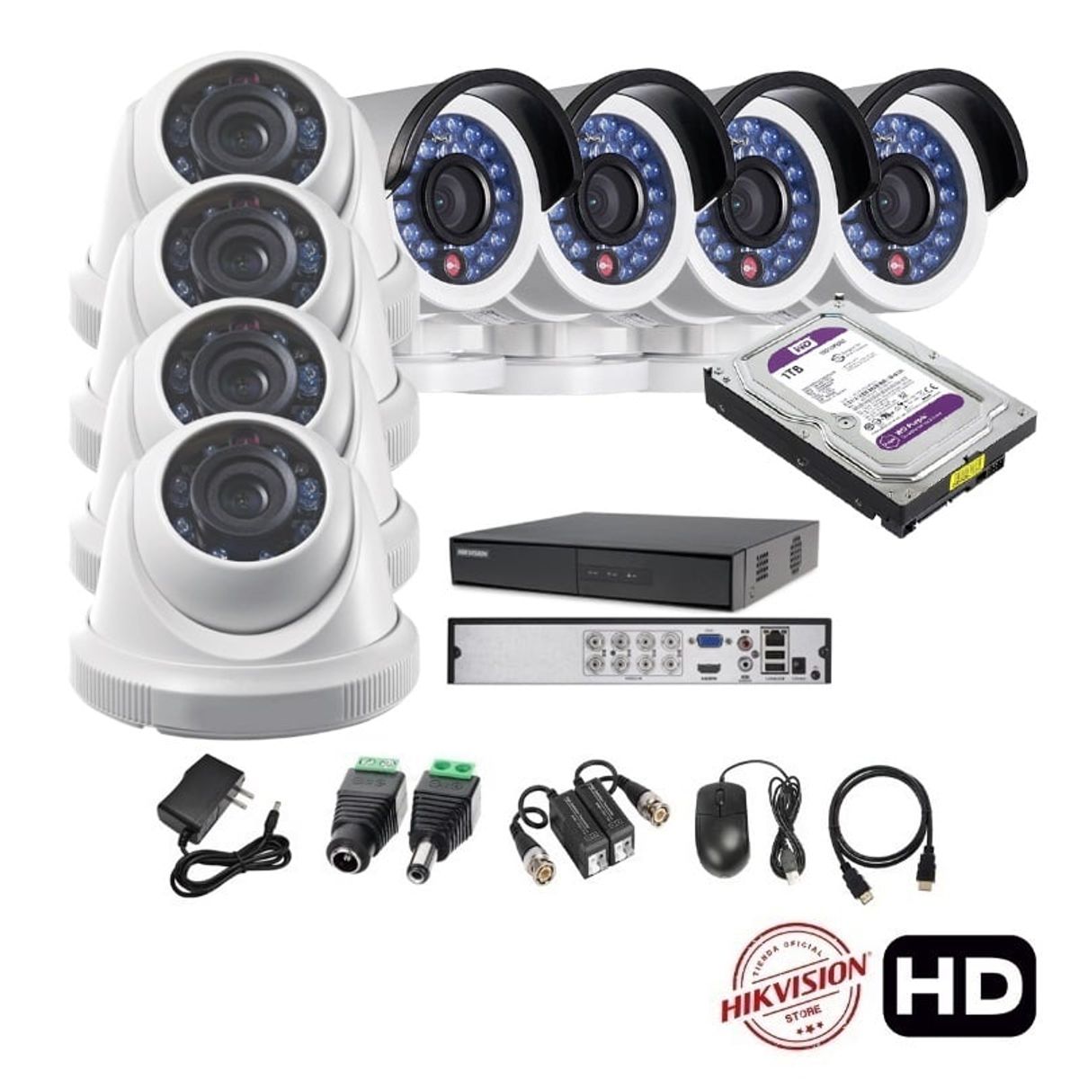 HIKVISION - kit 8 Cámaras Seguridad HD Hikvision 1tb