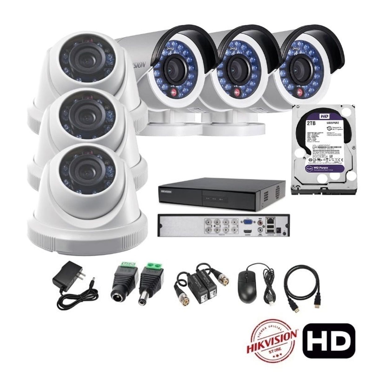 HIKVISION - kit 6 Cámaras Seguridad HD Hikvision 2tb