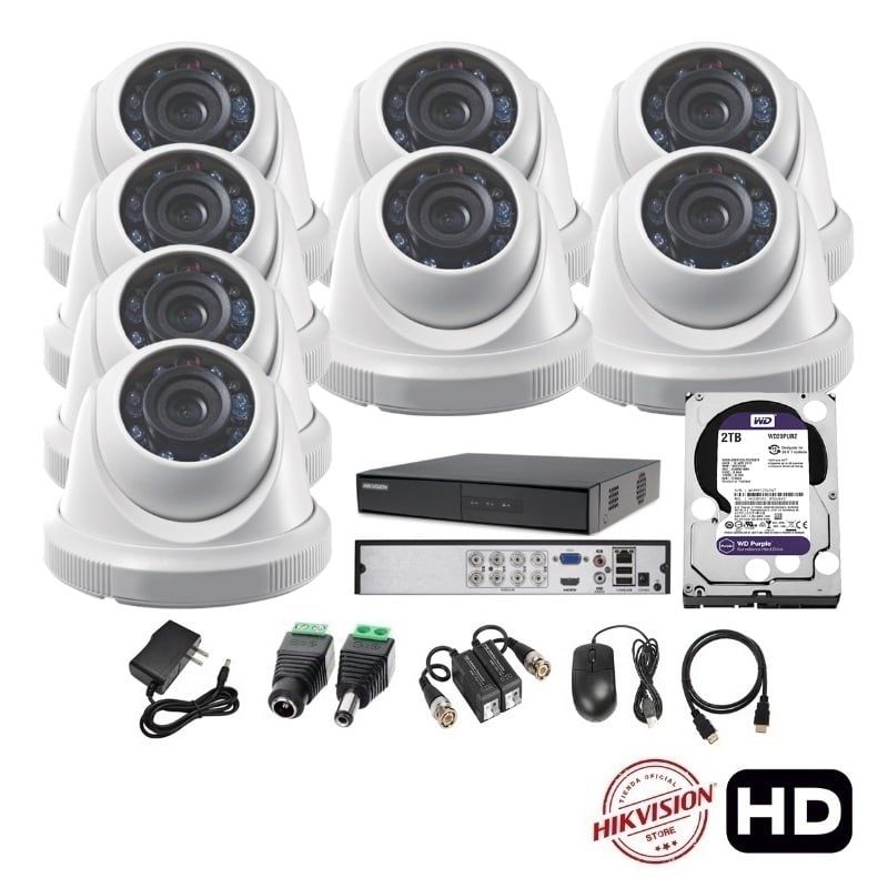 HIKVISION - kit 8 Cámaras Seguridad Domo Interior HD Hikvision 2tb