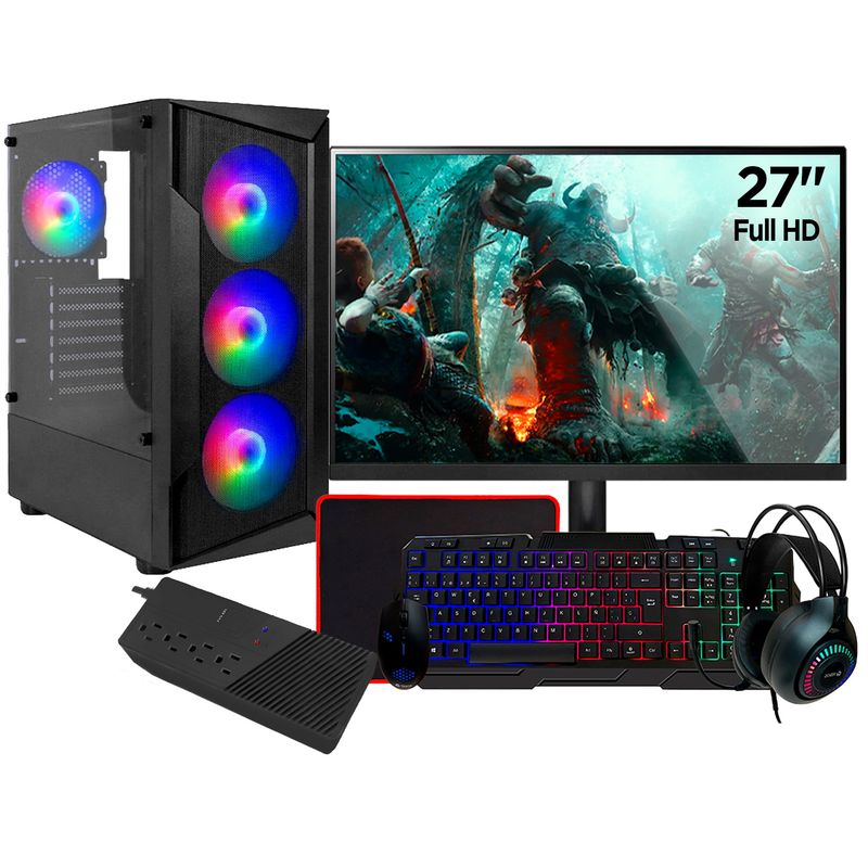 AMD - Computadora PC GAMER RYZEN 7 5700G RAM 32GB SSD 1TB MONITOR 27" Full HD