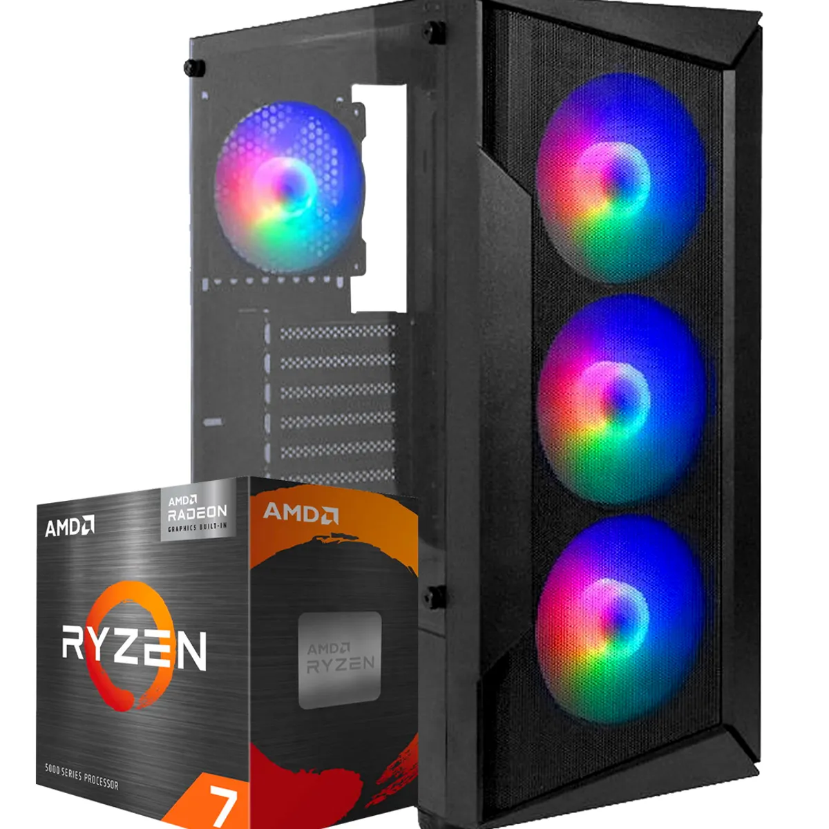 AMD - Computadora PC GAMER RYZEN 7 5700G RAM 32GB SSD 1TB MONITOR 27" Full HD