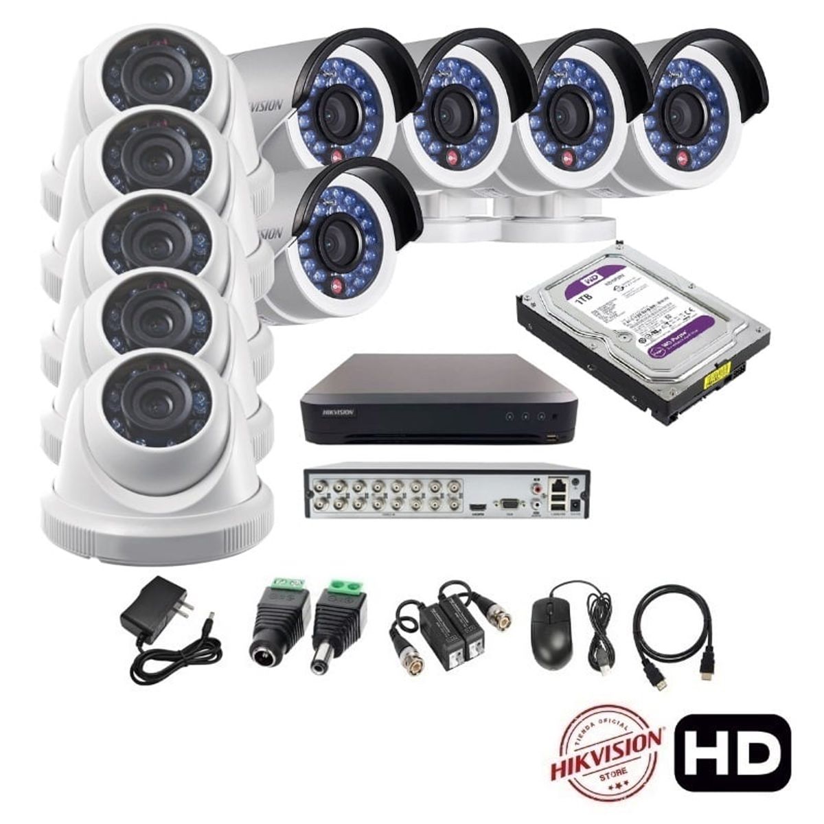HIKVISION - kit 10 Cámaras Seguridad HD Hikvision 1tb