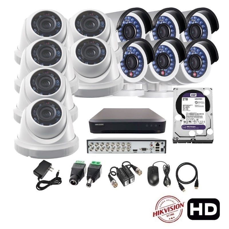HIKVISION - kit 12 Cámaras Seguridad HD Hikvision 2tb