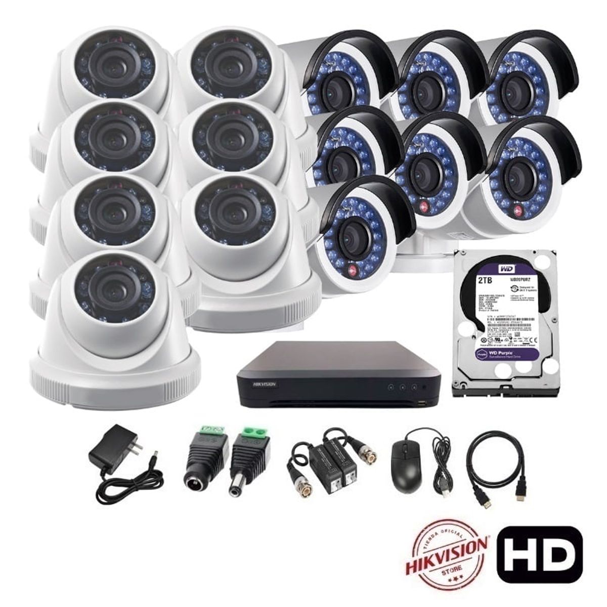 HIKVISION - kit 14 Cámaras Seguridad HD Hikvision 2tb
