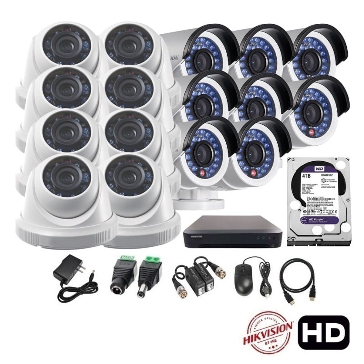 HIKVISION - kit 16 Cámaras Seguridad HD Hikvision 4tb