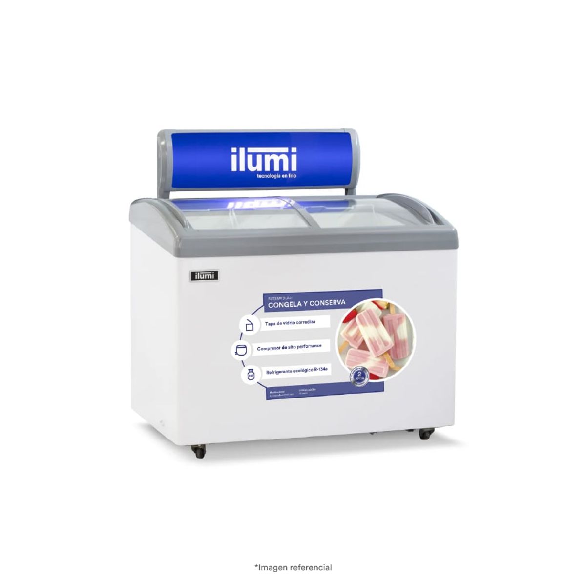 ILUMI - CONGELADOR CON TAPA DE VIDRIO 460 LTS