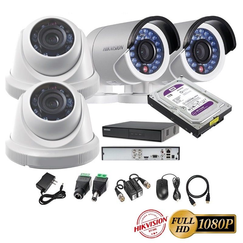 HIKVISION - kit 4 Cámaras Seguridad FULLHD Hikvision 1TB