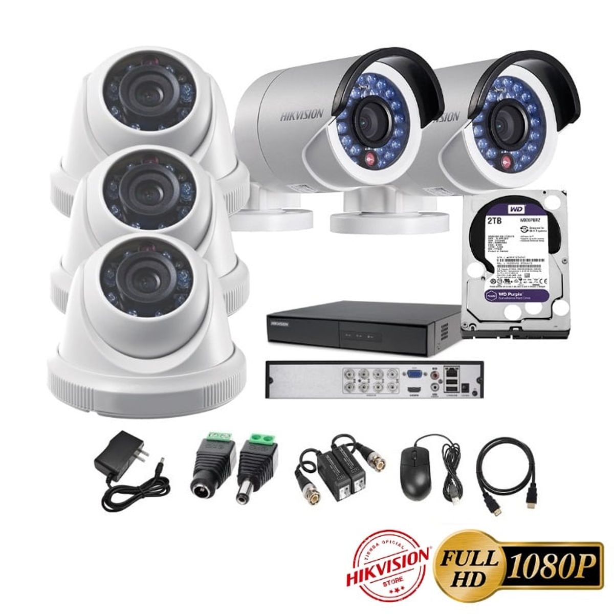 HIKVISION - kit 5 Cámaras Seguridad FULLHD Hikvision 2tb