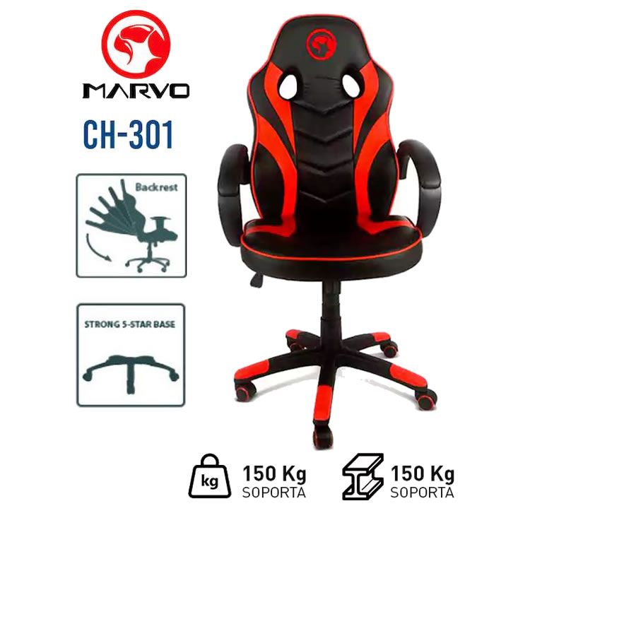 Silla Gamer MARVO CH-301 SCORPION Color Rojo con Negro