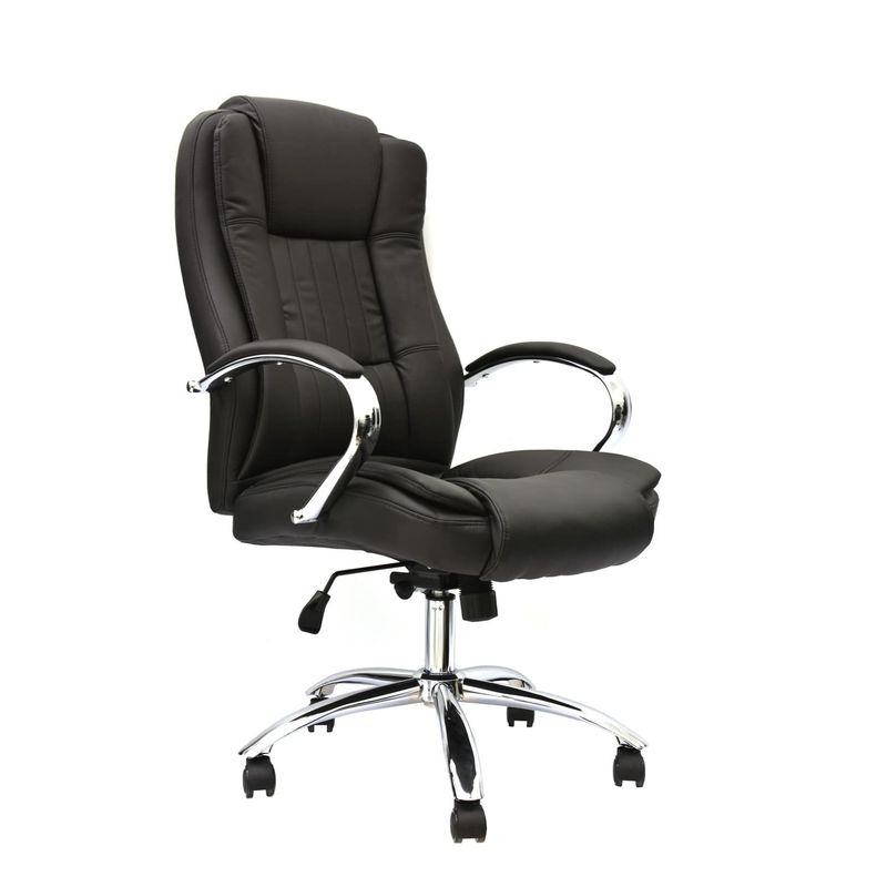 OFIDEAS - Silla de Oficina Ergonómica Marcus Negro Cuero Presidente Ofideas