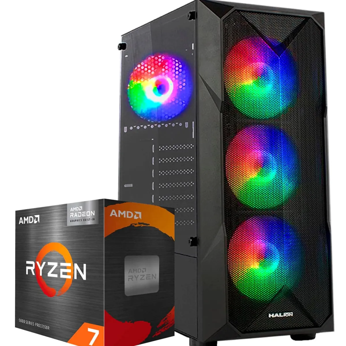 AMD - Computadora PC GAMER RYZEN 7 5700G RAM 32GB SSD 1TB MONITOR 24" FULL HD