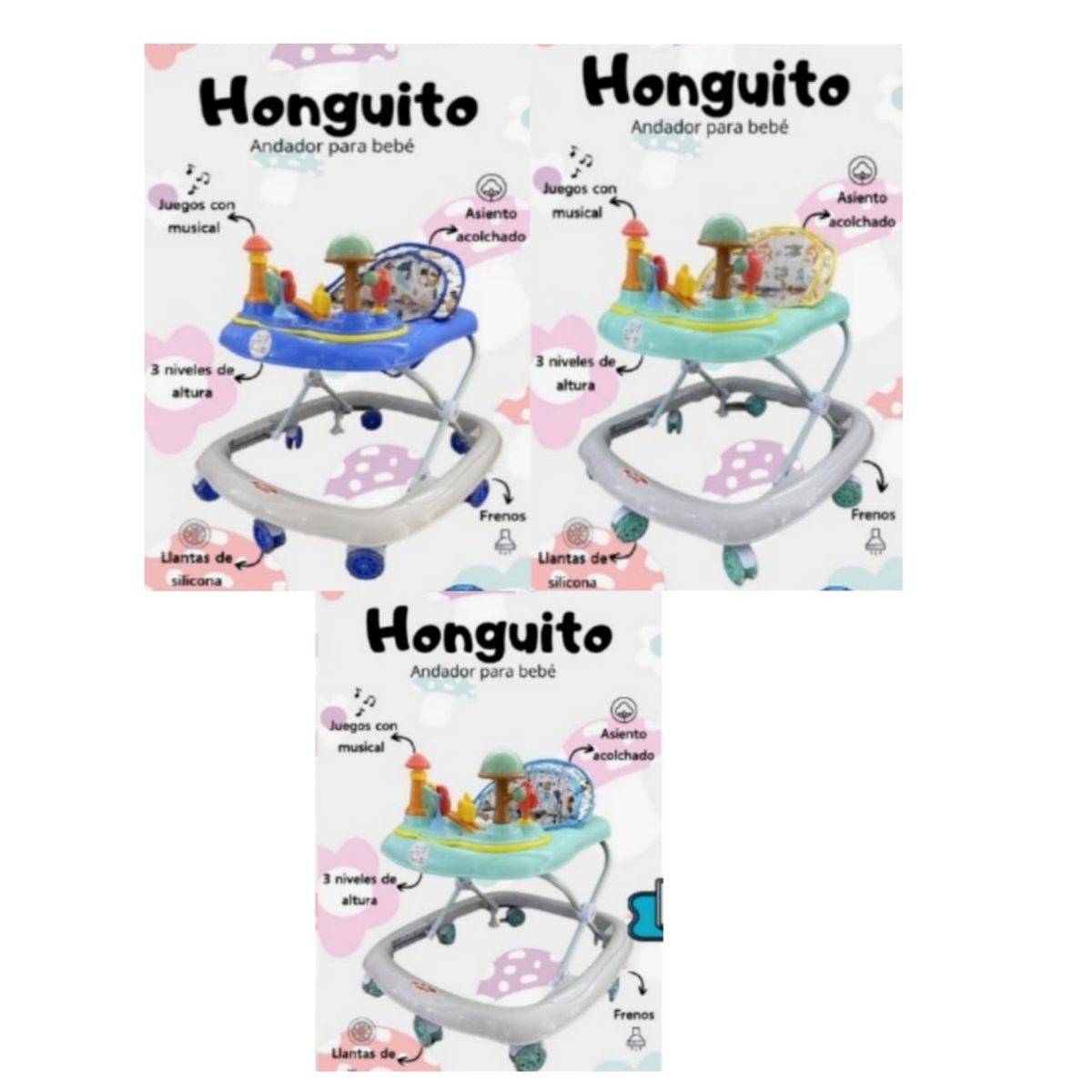 BABY HAPPY - Andador con Tablero Musical HONGUITO VERDE CON  PLOMO