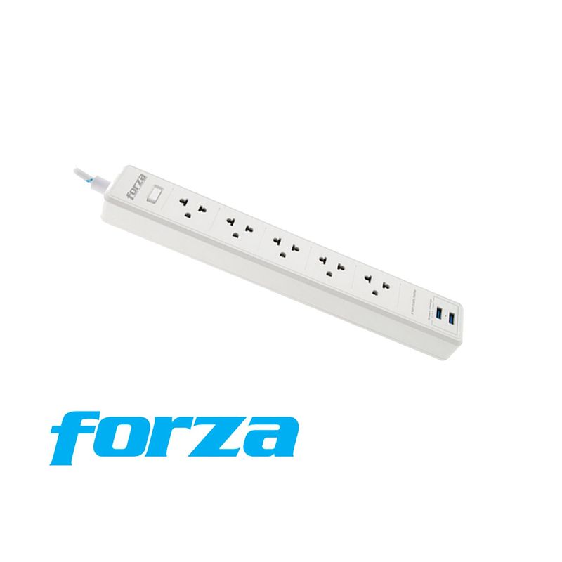FORZA - SUPRESOR DE PICOS FSP-512USBW FORZA 5 SALIDAS 2 USB 220V BLANCO