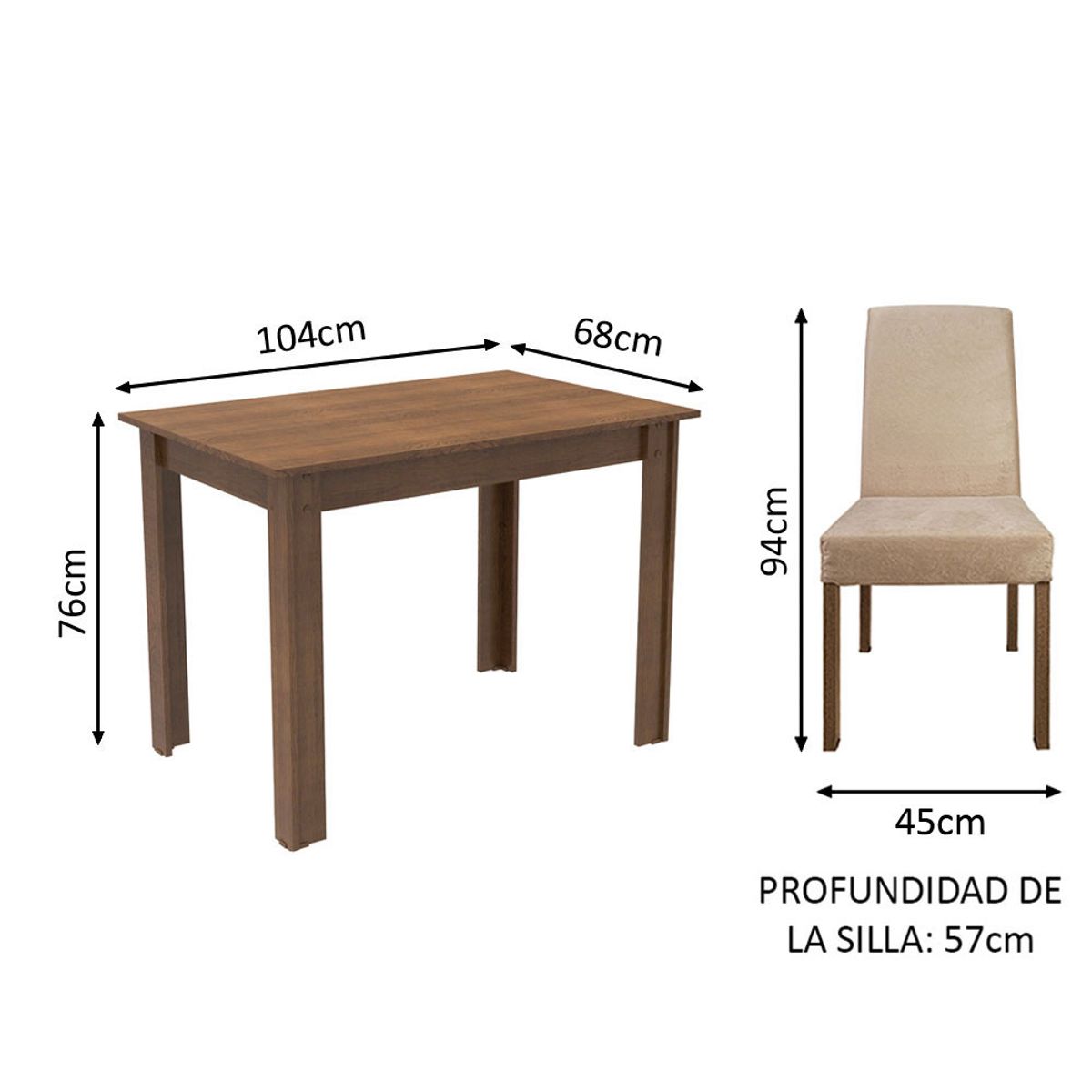 MADESA - Juego de Comedor Vic con 2 Sillas