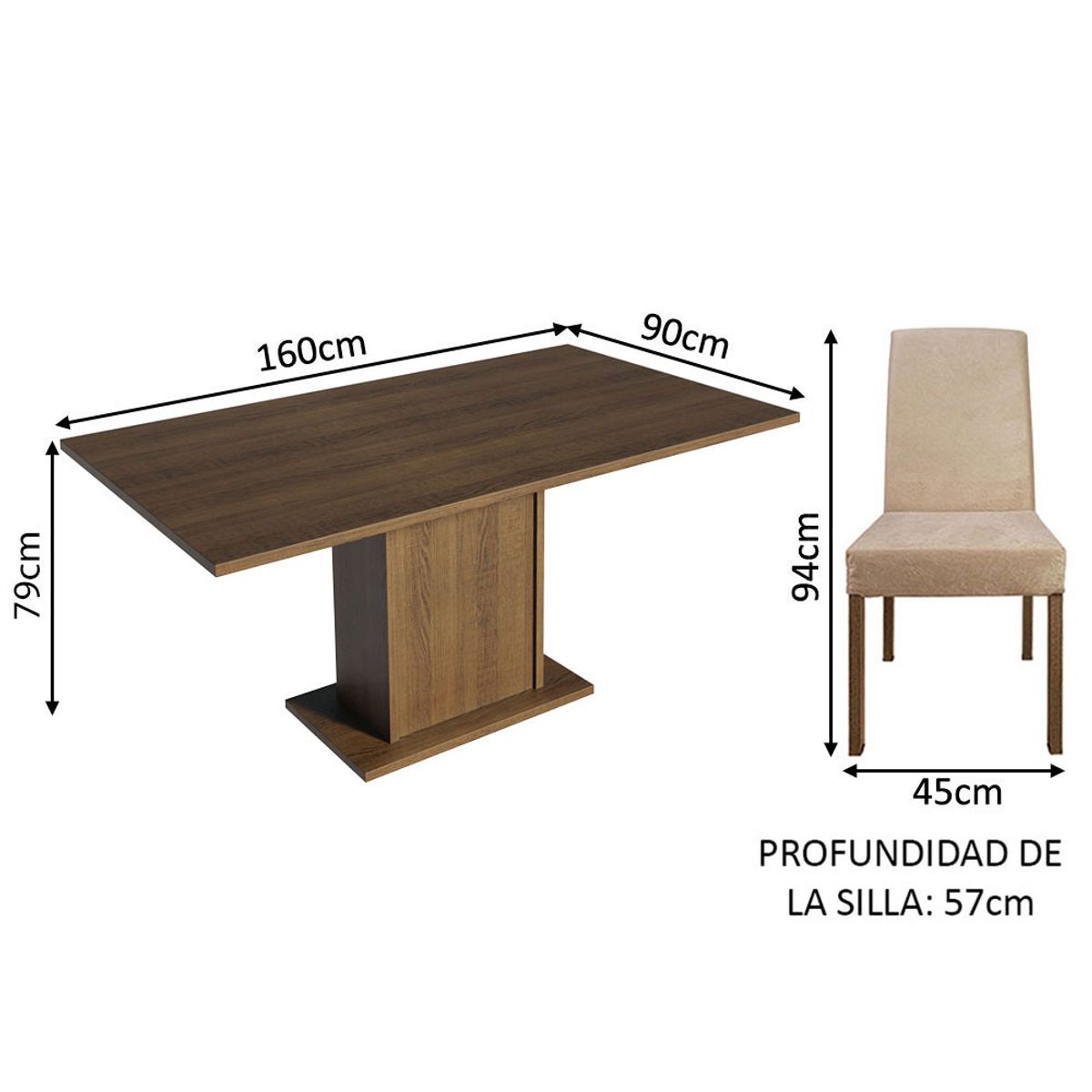 MADESA - Juego de Comedor Renata con 6 Sillas