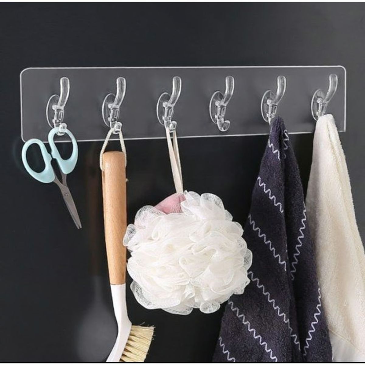 GENERICO - Perchero adhesivo colgador para pared 6 ganchos