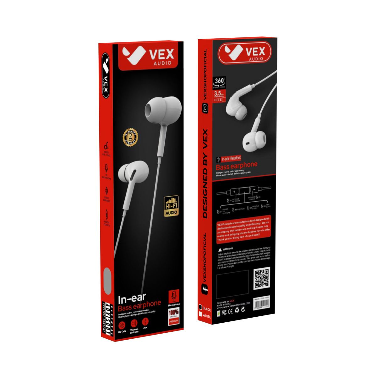 VEX - Audífonos in ear con micrófono BASIC U1 Blanco VEX