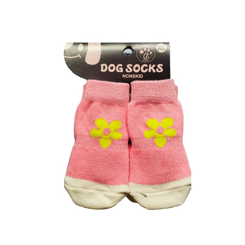 GENERICO - Pack x 1 Set de medias antideslizantes flores talla XL