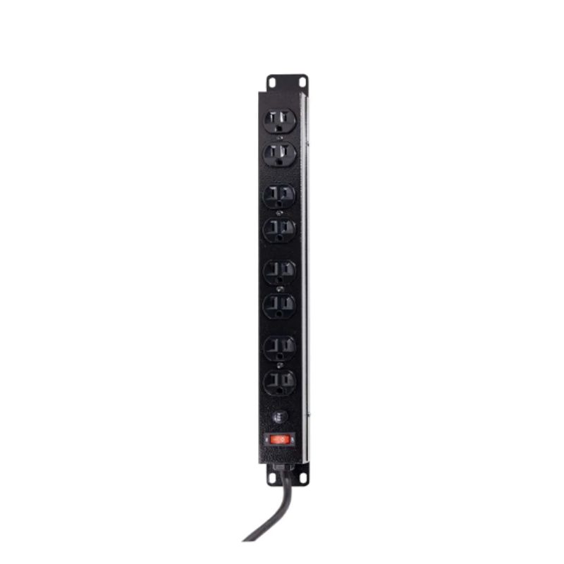 OPALUX - Power Rack Metal 8 Tomas Planas 10Amp 2Mts. 14 Awg Negro 14-550M-2M