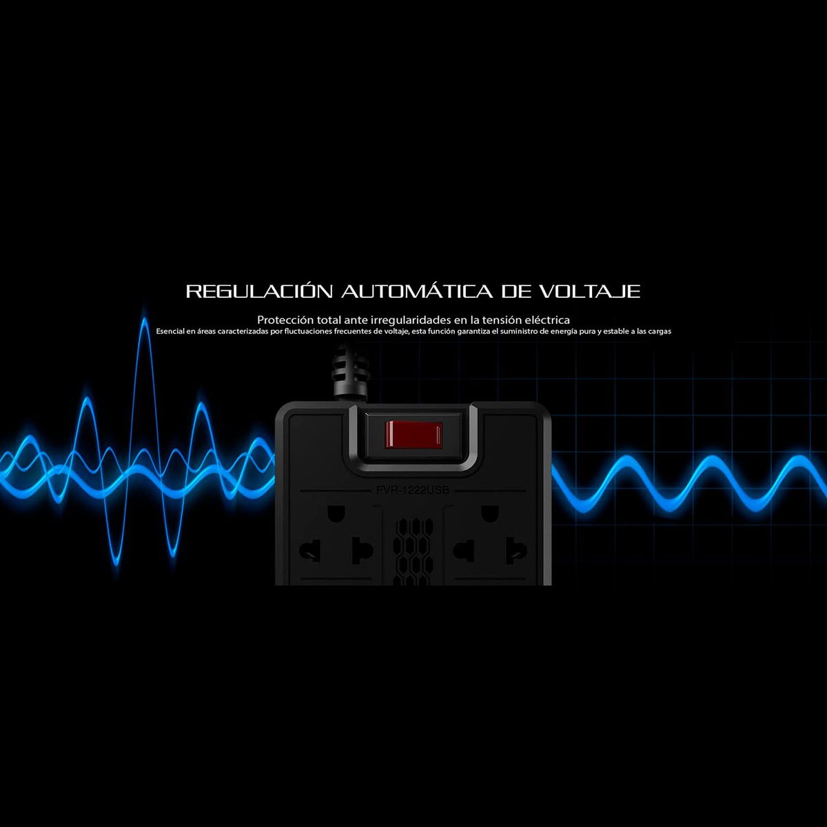 FORZA - Estabilizador De Voltaje Forza FVR-1222USB 1200va/600w Color Negro