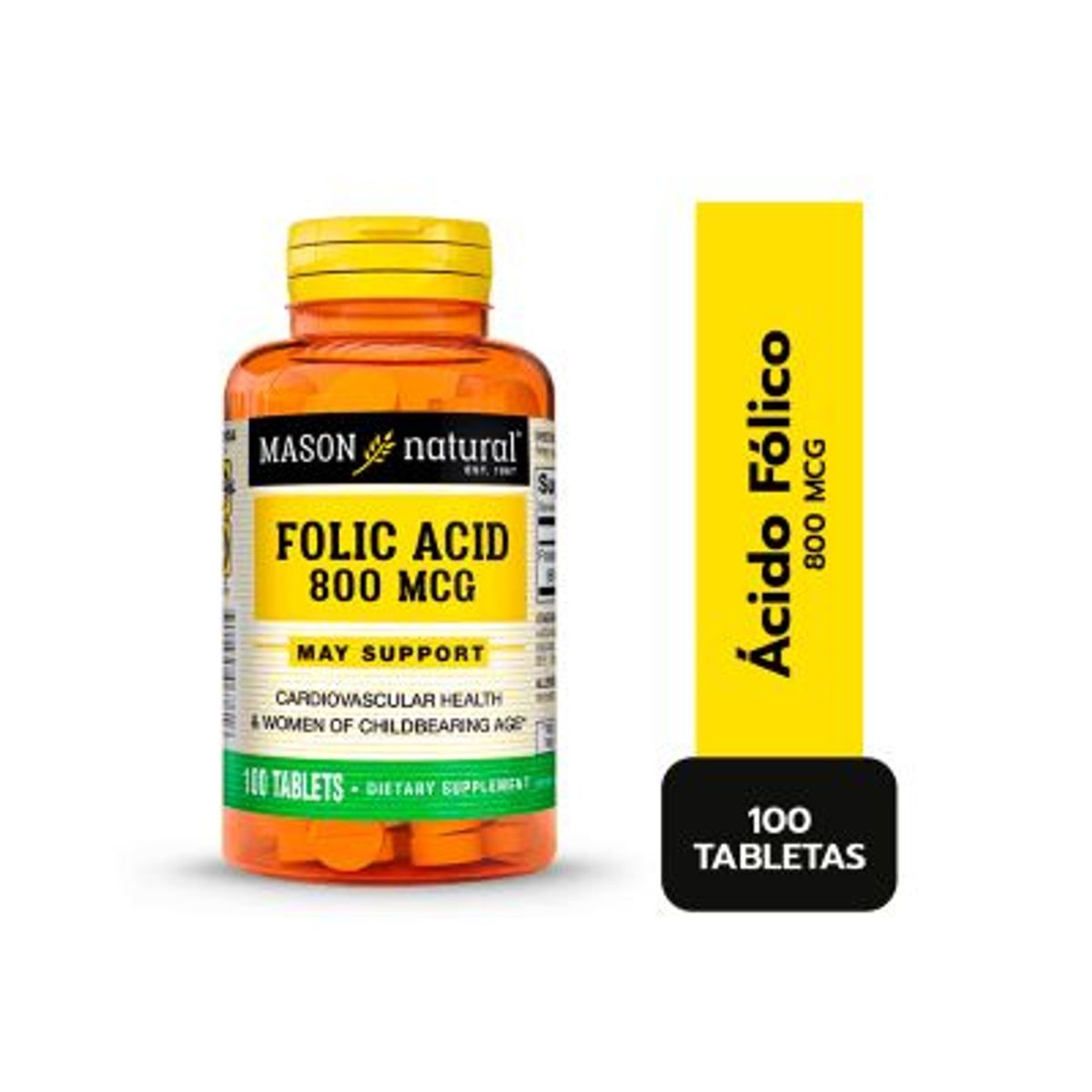 Mason Natural - MASON FOLIC ACID 800 MCG (100TAB)