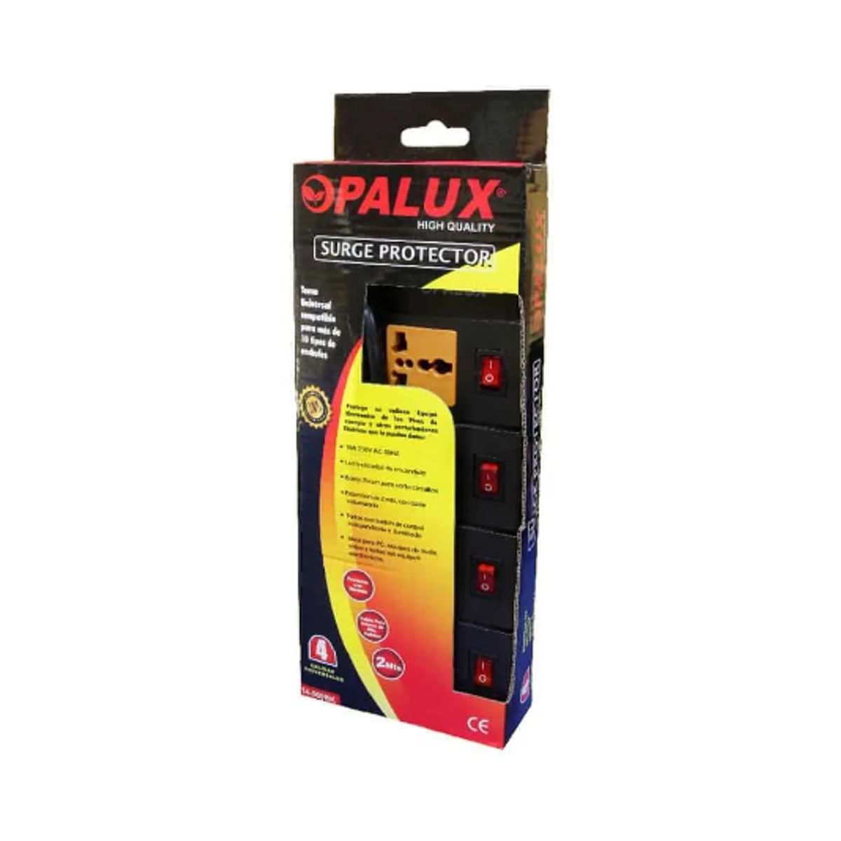 OPALUX - Supresor de Picos 4 Salidas Switch Individual 14-560BK OPALUX