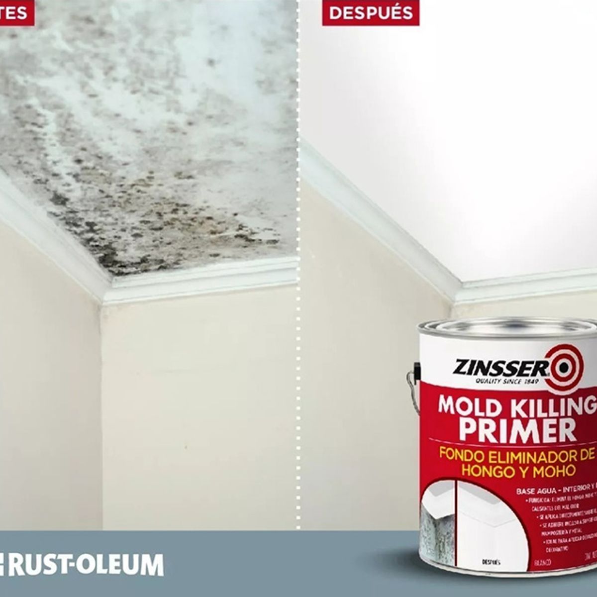 RUST OLEUM - ZINSSER MOLD KILLING PINTURA FUNGICIDA ELIMINA MOHO Y HONGOS 1 GALÓN