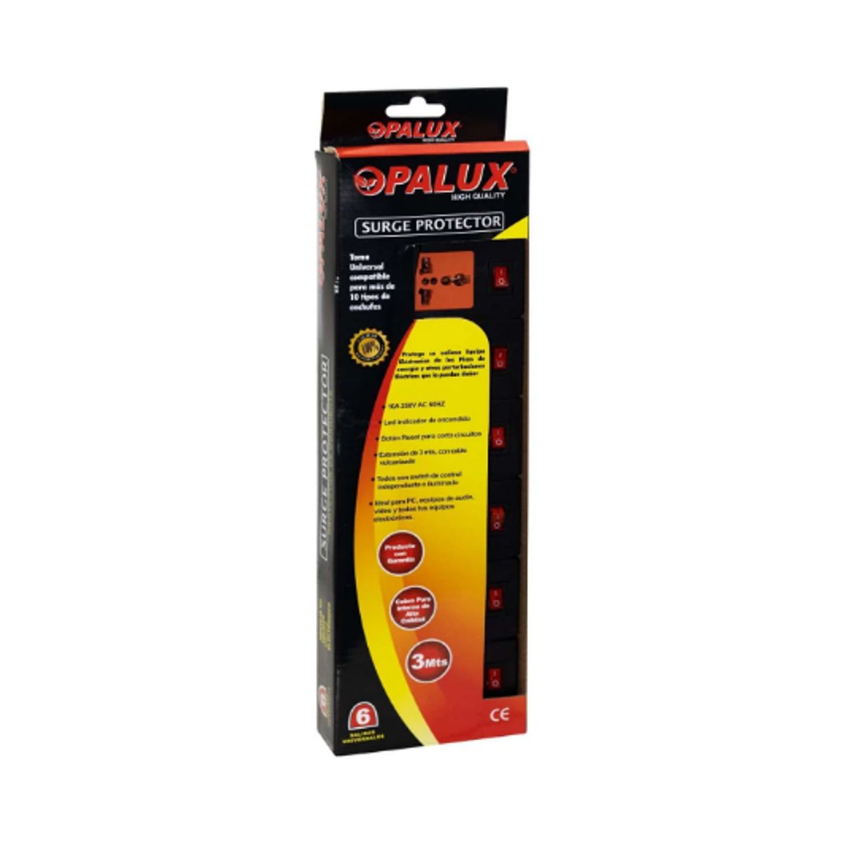 OPALUX - Supresor de Picos 6 Salidas Switch Individual 14-540B OPALUX