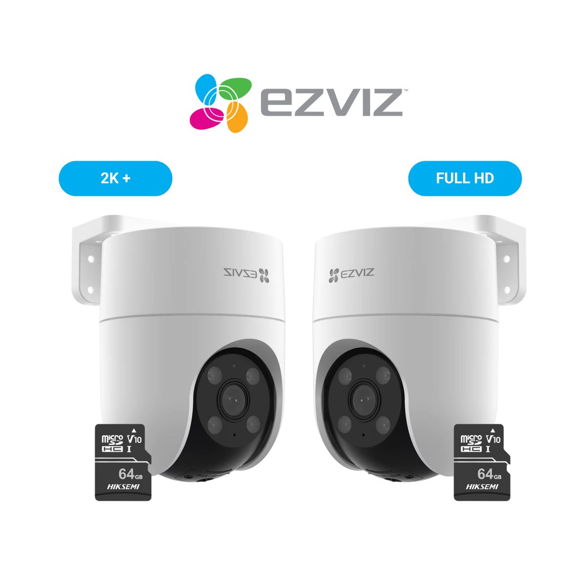 EZVIZ - Cámara Inalámbrica WiFi PT H8C Full HD + H8C 2k 4MP + Micro SD 64 gb - Ezviz