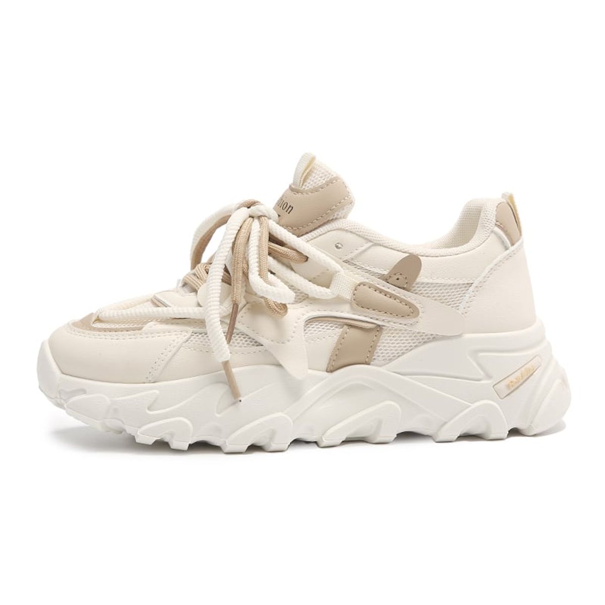 SHANDIAN - Zapatillas Plataforma Mujer Beige