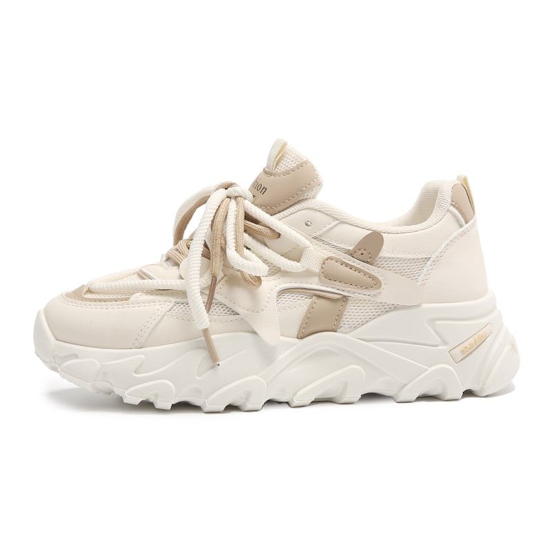 SHANDIAN - Zapatillas Plataforma Mujer Beige