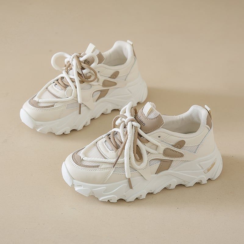 Zapatillas Deportivas Plataforma Deportiva Beige Mujer Zapatillas