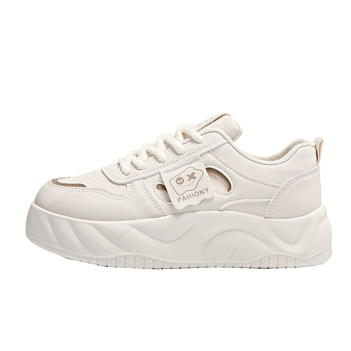 SHANDIAN - Zapatillas Plataforma Mujer Beige