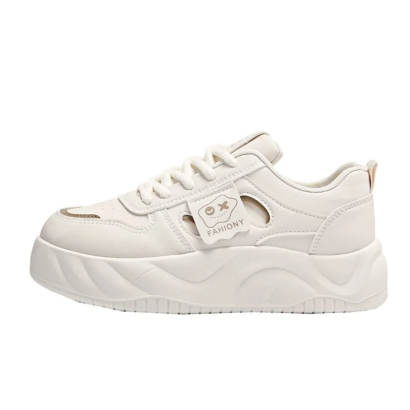 SHANDIAN - Zapatillas Plataforma Mujer Beige