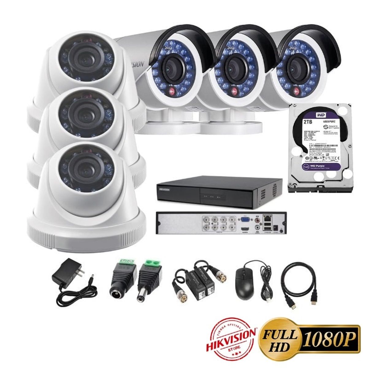 HIKVISION - kit 6 Cámaras Seguridad FULLHD Hikvision 2tb